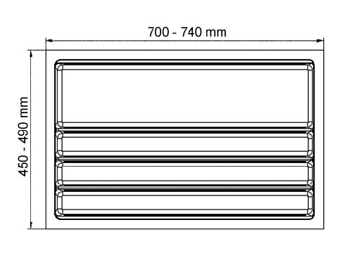 Besteckeinsatz SCOOPII 80 cm (B 700-740 x T 450-490 mm) / Mehrzweckeinsatz / Besteckkasten / Besteckeinsätze