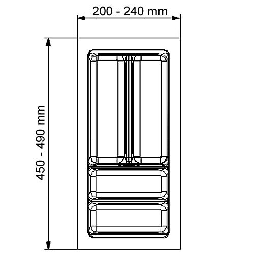 Besteckeinsatz SCOOPII 30 cm (B 200-240 x T 450-490 mm) / Mehrzweckeinsatz / Besteckkasten / Besteckeinsätze