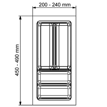 Besteckeinsatz SCOOPII 30 cm (B 200-240 x T 450-490 mm) / Mehrzweckeinsatz / Besteckkasten / Besteckeinsätze