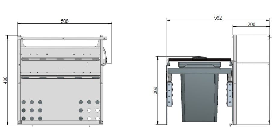 Naber 8013348 Abfallsammler Cox® Base Q 360 S/400-2, anthrazit, 20 (2x10) Liter, geeignet für Quooker Systeme / 60 cm… – Bild 3