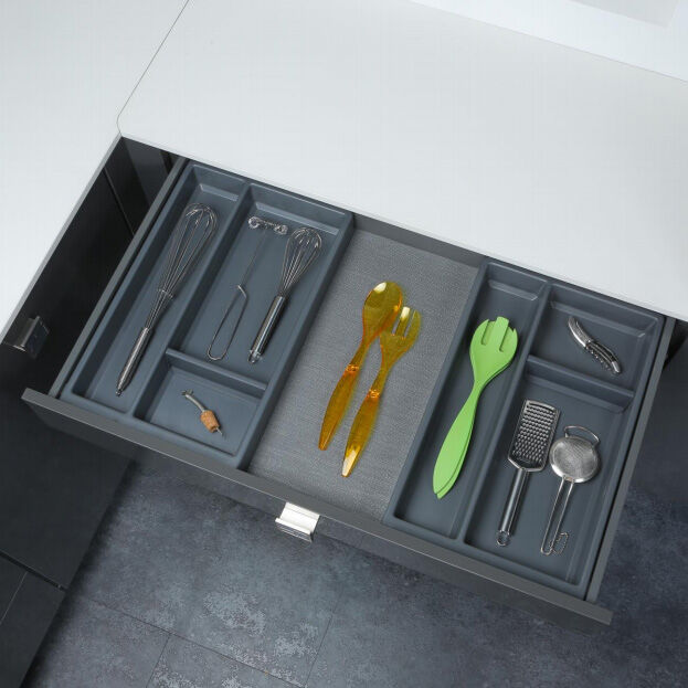 Besteckeinsatz SEPARADO 550 + Flex-Einsatz SEPARADO 550 SET Schiefergrau B 300 x T 474 mm inkl. 1 Trenner und 1 Antirutschmatte / Mehrzweckeinsatz