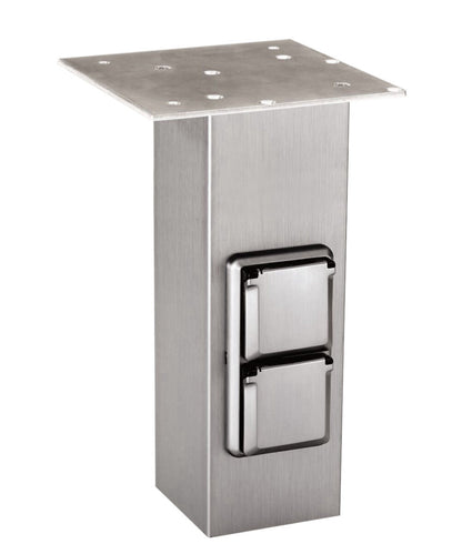 QUADRAT-Konsole 80 x 80 mm aus Edelstahl mit 2 Schuko-Steckdosen / Konsole – Bild 3