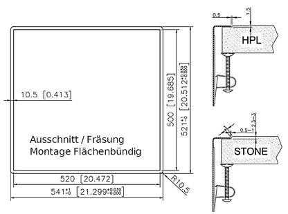 CARESSI 1-Becken Spüle CAPPO 60517 mit Hahnbank / ab 60 cm Schrankbreite / Einbauspüle / Edelstahlspüle – Bild 4