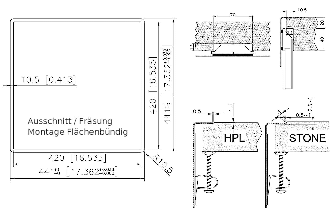 CARESSI 1-Becken Spüle CAPPO 60514 ohne Hahnbank / ab 50 cm Schrankbreite / Einbauspüle / Edelstahlspüle – Bild 4