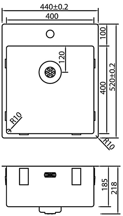CARESSI 1-Becken Spüle CAPPO 60515 mit Hahnbank / ab 50 cm Schrankbreite / Einbauspüle / Edelstahlspüle – Bild 2
