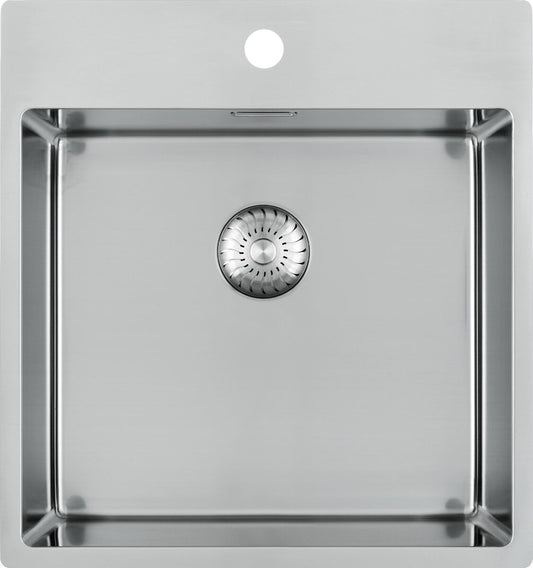 CARESSI 1-Becken Spüle CAPPO 60515 mit Hahnbank / ab 50 cm Schrankbreite / Einbauspüle / Edelstahlspüle
