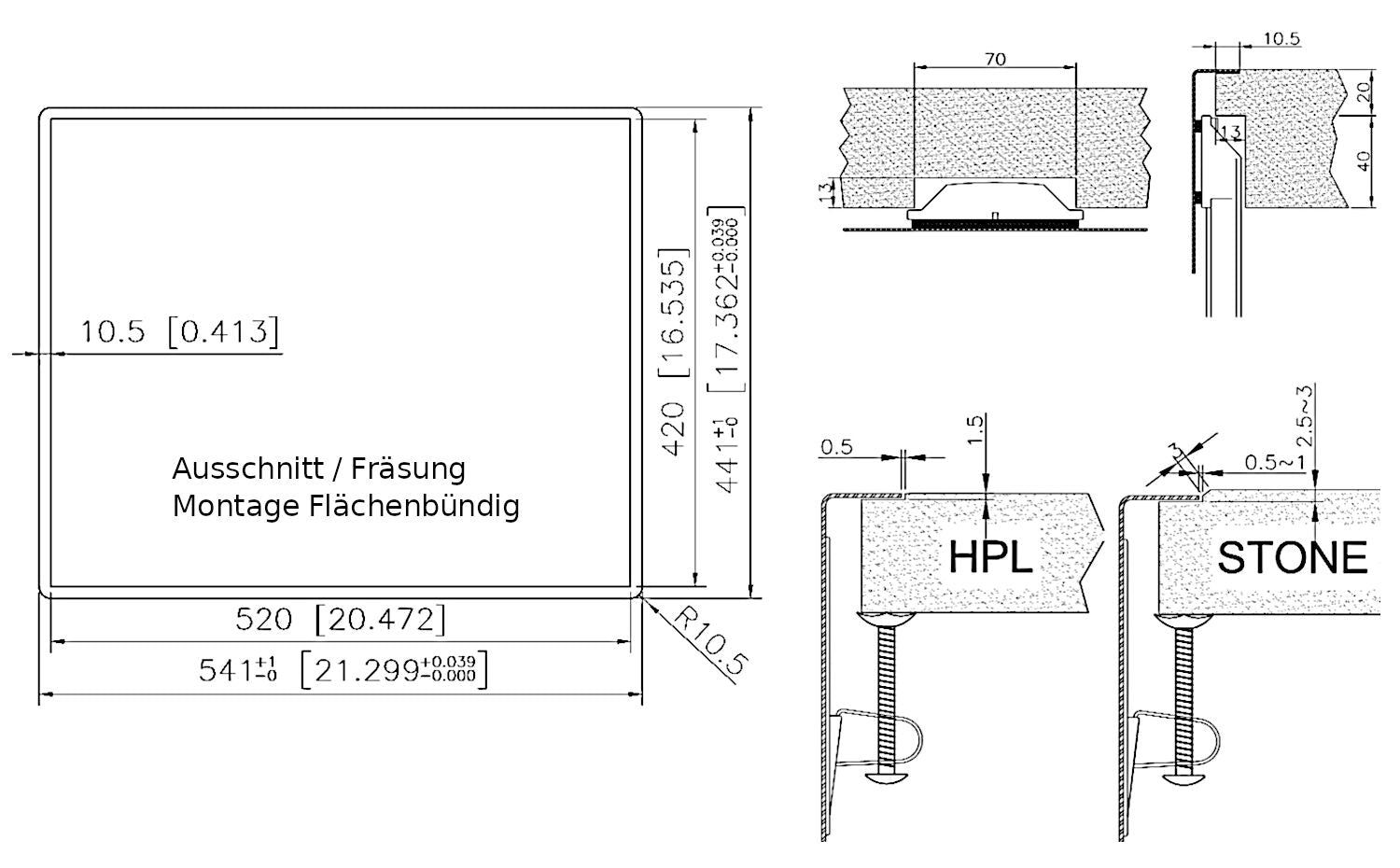 CARESSI 1-Becken Spüle CAPPO 60516 ohne Hahnbank / ab 60 cm Schrankbreite / Einbauspüle / Edelstahlspüle – Bild 4