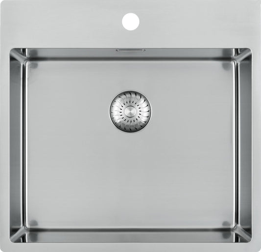 CARESSI 1-Becken Spüle CAPPO 60517 mit Hahnbank / ab 60 cm Schrankbreite / Einbauspüle / Edelstahlspüle