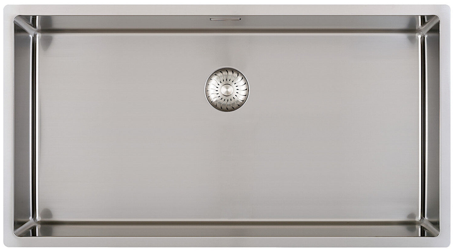 CARESSI Spüle CAPP74R10 mit Ab- und Überlaufgarnitur in Handbetätigung / ab 80 cm Schrankbreite / Einbauspüle