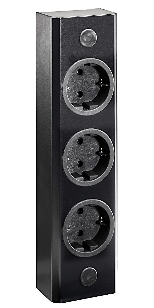 Aufbausteckdose ST 3005/240 in SCHWARZ mit 3 Steckplätzen und Kratzern / THEBO Licht / Mehrfachsteckdose