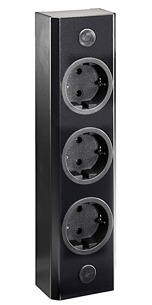 Aufbausteckdose ST 3005/240 in SCHWARZ mit 3 Steckplätzen und kleiner Schramme / THEBO Licht / Mehrfachsteckdose