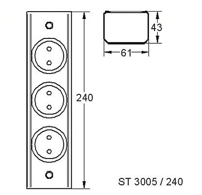 Energie-Ecksäule ST 3005/240 in EDELSTAHL oder SCHWARZ mit 3 Steckplätzen / Mehrfachsteckdose / Ecksteckdose