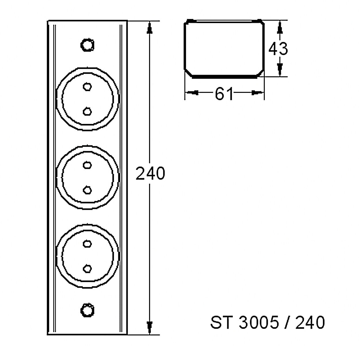 Aufbausteckdose ST 3005/240 in SCHWARZ mit 3 Steckplätzen und Kratzern / THEBO Licht / Mehrfachsteckdose – Bild 2
