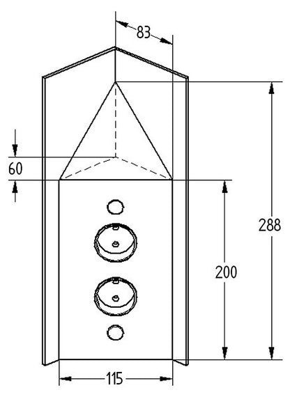 THEBO 2-fach Energie-Ecksäule ST 3007-2C / Ecksteckdosen / Steckdosenleiste / Steckdosen