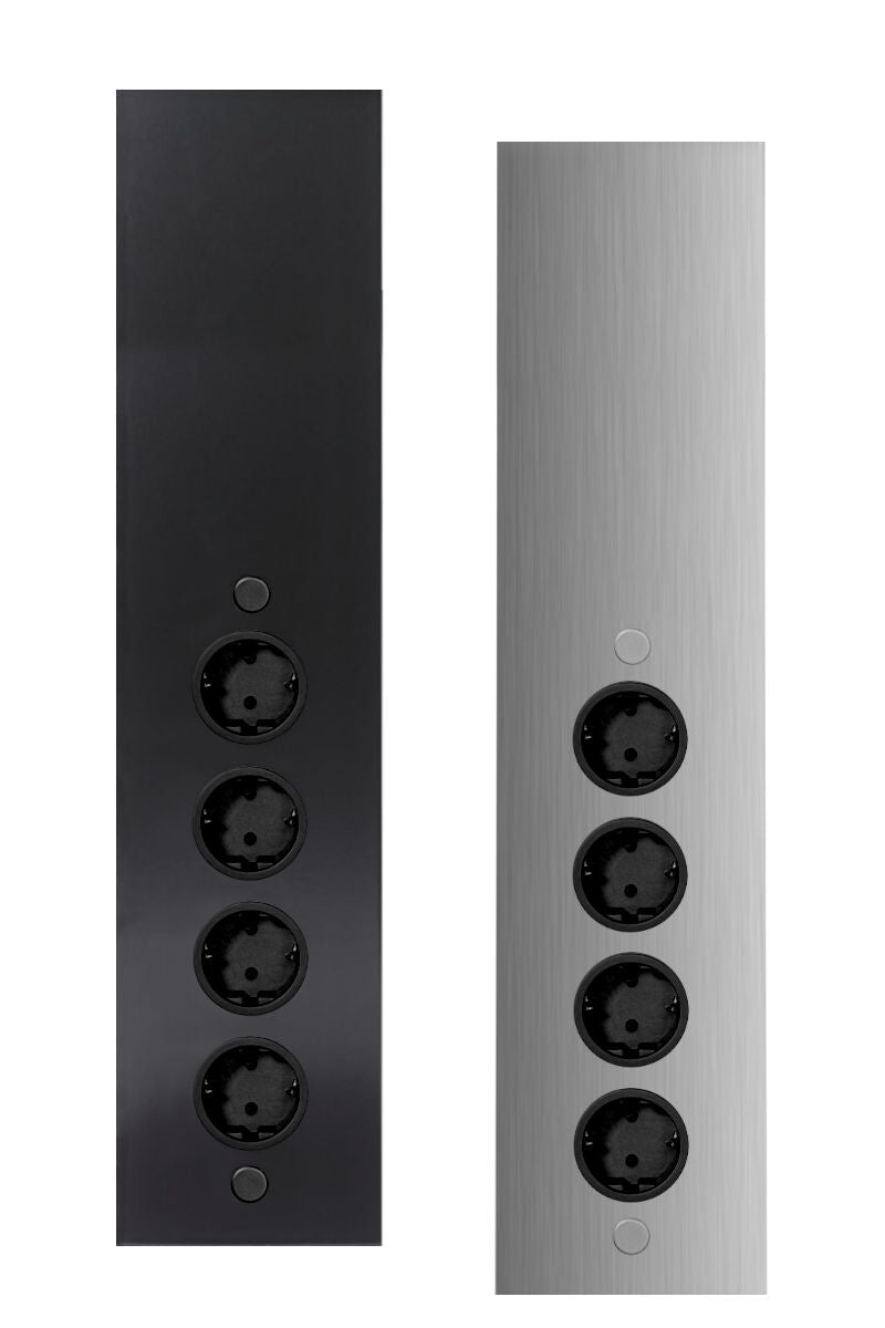 Energie-Ecksäule ST 3007/490 in EDELSTAHL oder SCHWARZ mit 4 Steckplätzen / Mehrfachsteckdose / Ecksteckdose