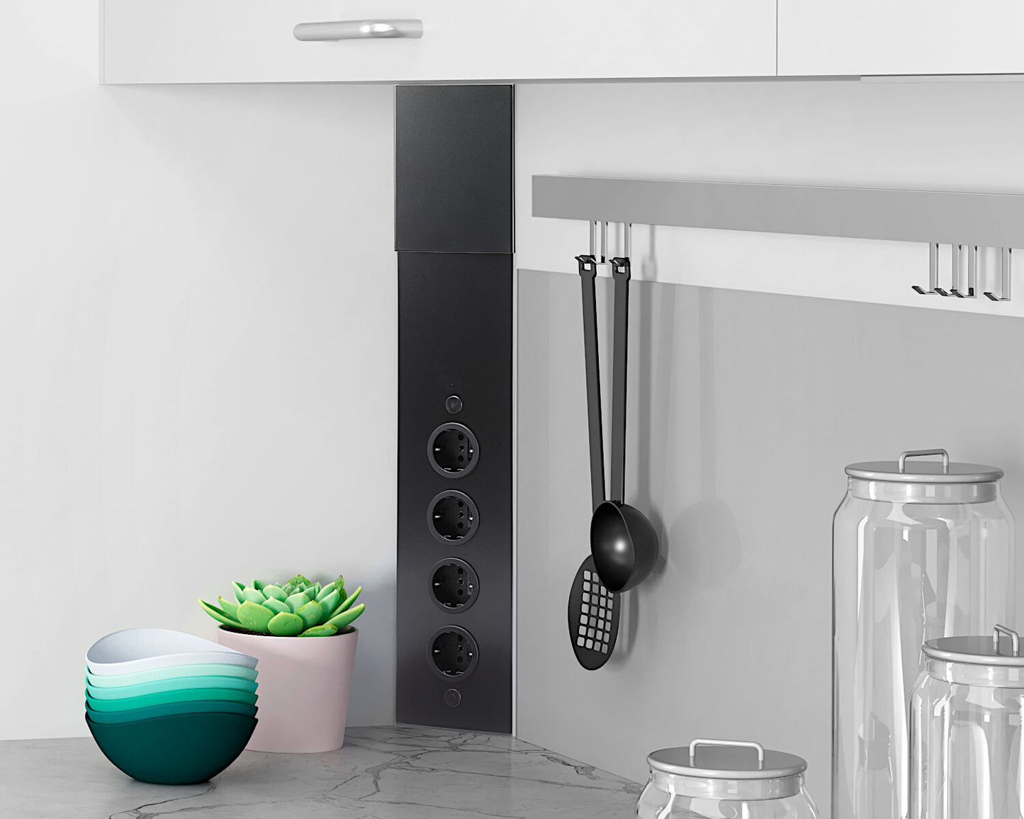 Energie-Ecksäule ST 3007 in EDELSTAHL, ALUMINIUM o. SCHWARZ mit 4 Steckplätzen / Mehrfachsteckdose / Ecksteckdose – Bild 8
