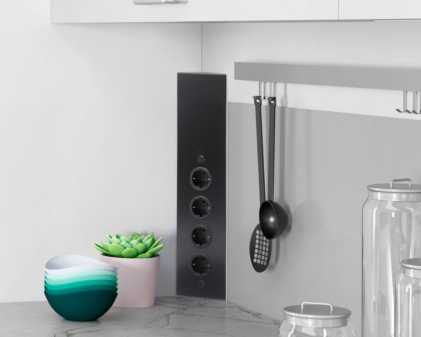 Energie-Ecksäule ST 3007/490 in EDELSTAHL oder SCHWARZ mit 4 Steckplätzen / Mehrfachsteckdose / Ecksteckdose – Bild 8