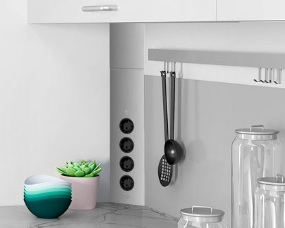 Energie-Ecksäule ST 3007 in EDELSTAHL, ALUMINIUM o. SCHWARZ mit 4 Steckplätzen / Mehrfachsteckdose / Ecksteckdose