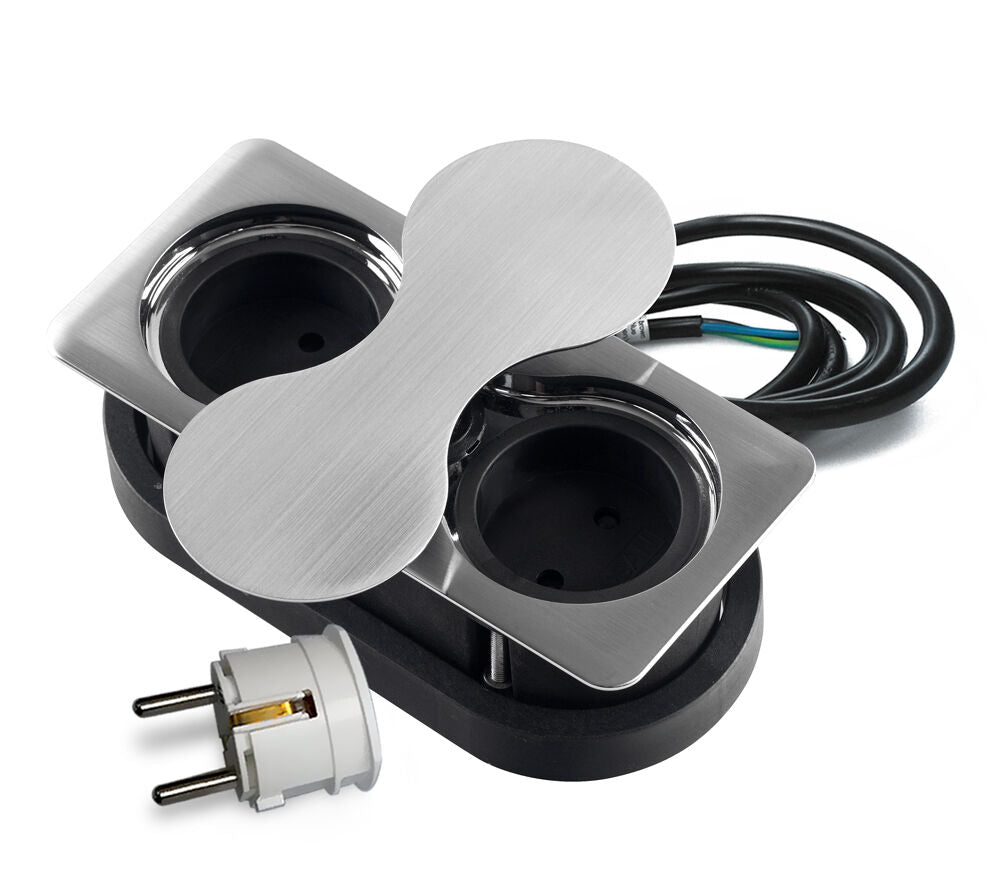 THEBO 2-fach Einbausteckdose ST 09 E mit drehbarer Abdeckung IP20 / Verteilerdose