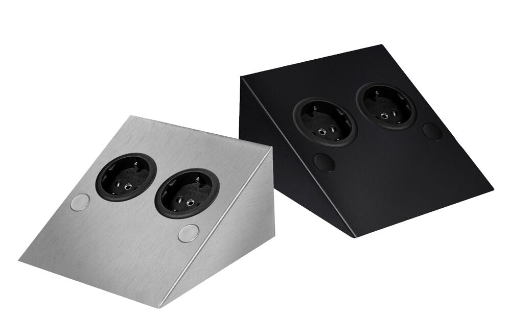 THEBO ST/2 889 SI Steckdosenelement 2-fach mit Schuko-Steckdosen / Edelstahl-Steckdosenleiste / Steckdosen /…