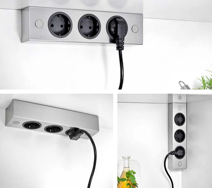 THEBO 3-fach Unterbausteckdose ST 3002 in EDELSTAHL oder SCHWARZ / THEBO Licht / Steckdosen / Schukostecker