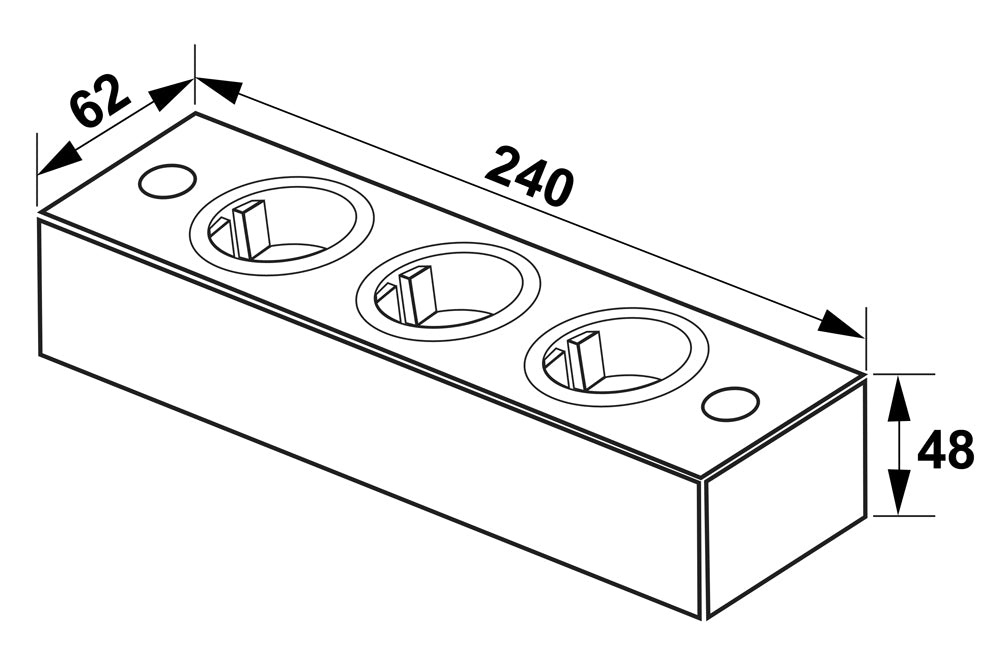 THEBO 3-fach Unterbausteckdose ST 3002 in EDELSTAHL oder SCHWARZ / THEBO Licht / Steckdosen / Schukostecker