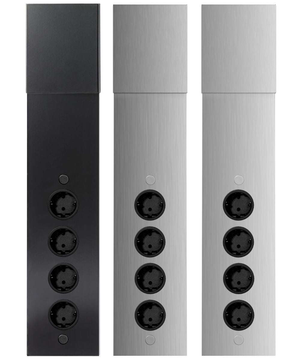 Energie-Ecksäule ST 3007 in EDELSTAHL, ALUMINIUM o. SCHWARZ mit 4 Steckplätzen / Mehrfachsteckdose / Ecksteckdose