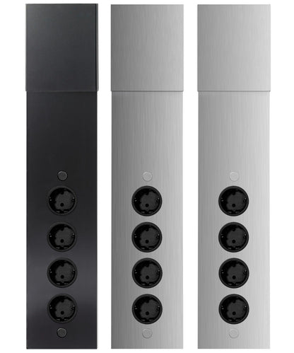 Energie-Ecksäule ST 3007 in EDELSTAHL, ALUMINIUM o. SCHWARZ mit 4 Steckplätzen / Mehrfachsteckdose / Ecksteckdose