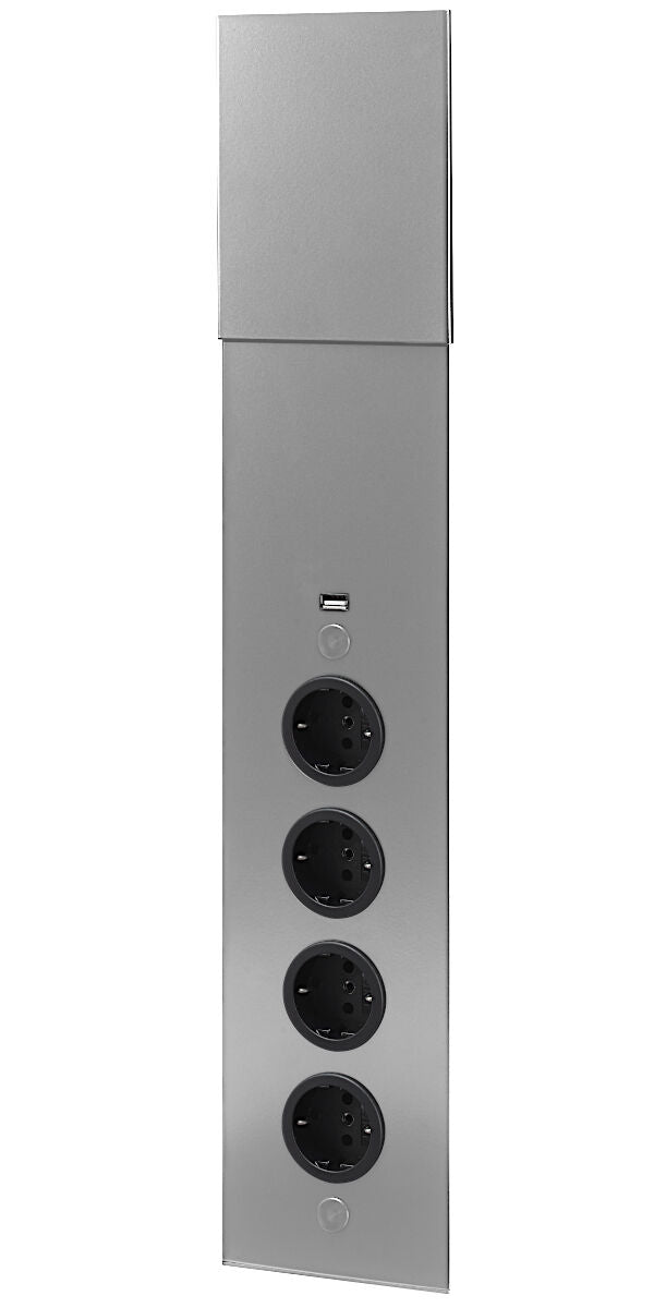 Energie-Ecksäule ST 3007 in EDELSTAHL oder SCHWARZ mit 4 Steckplätzen und USB Port / Mehrfachsteckdose / Ecksteckdose – Bild 4