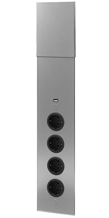 Energie-Ecksäule ST 3007 in EDELSTAHL oder SCHWARZ mit 4 Steckplätzen und USB Port / Mehrfachsteckdose / Ecksteckdose – Bild 4