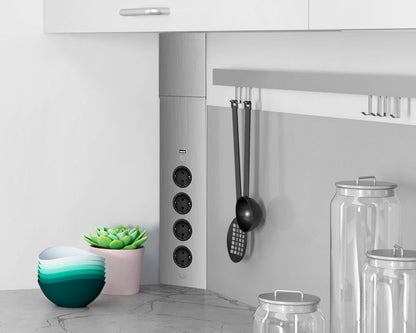 Energie-Ecksäule ST 3007 in EDELSTAHL oder SCHWARZ mit 4 Steckplätzen und USB Port / Mehrfachsteckdose / Ecksteckdose – Bild 5