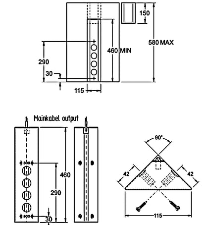 THEBO Energie-Ecksäule ST 3007 USB A+C in EDELSTAHL oder SCHWARZ / Mehrfachsteckdose / Ecksteckdose