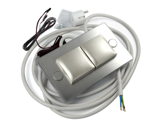 THEBO ST 3020 ST/2 LED Steckdosenelement EDELSTAHL mit LED Hintergrundeleuchtung und Klappdeckel / Schukosteckdosen /…