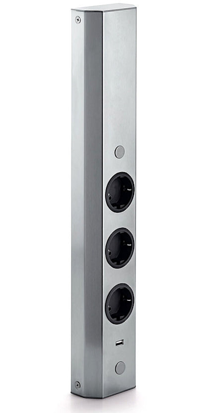 Energiesäule ST 3061/3 USB in EDELSTAHL oder SCHWARZ mit 3 Steckplätzen und USB-Charger / Mehrfachsteckdose – Bild 3