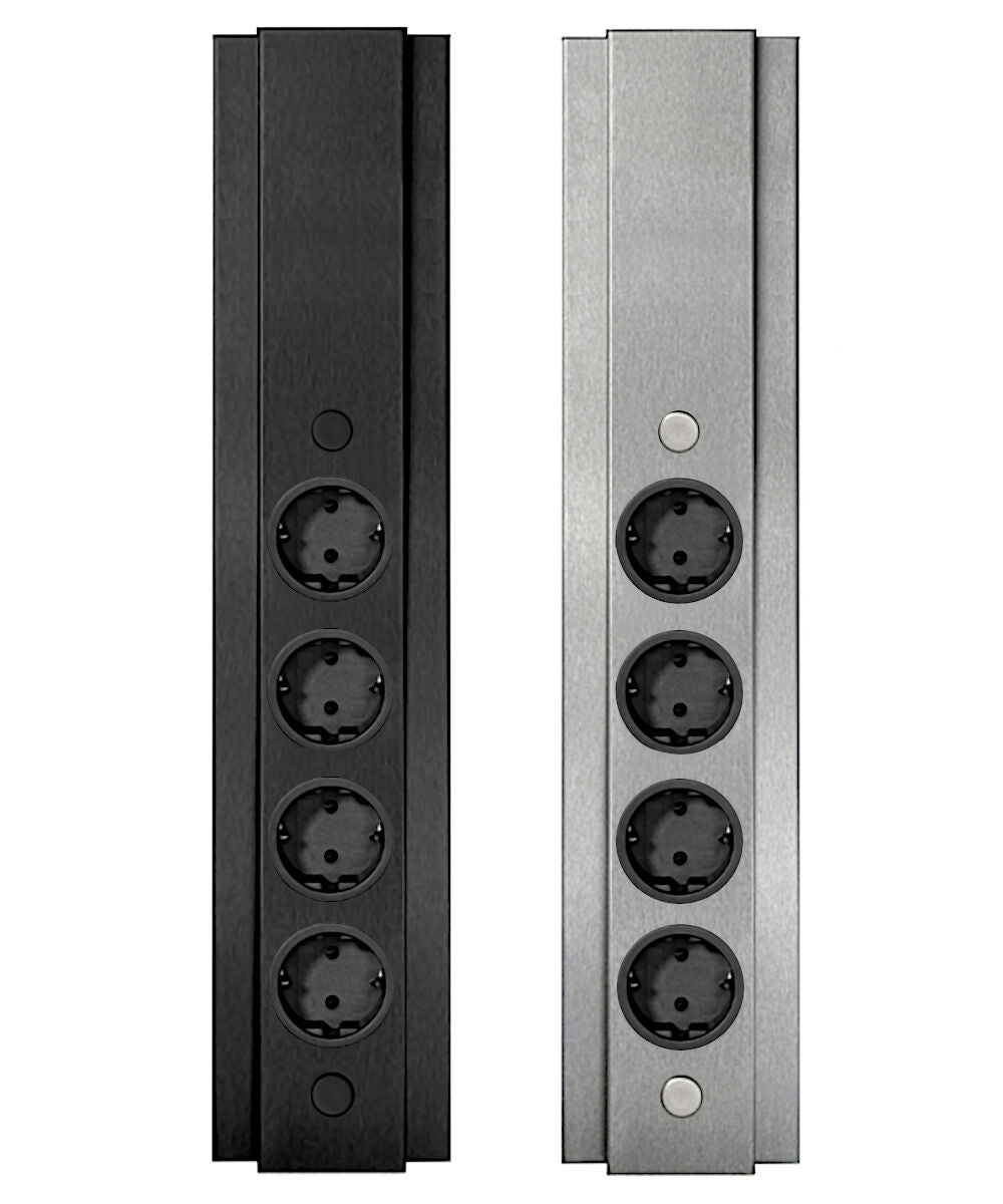 THEBO Energie-Ecksäule ST 3072/490 in Edelstahl oder Schwarz / Mehrfachsteckdose / Ecksteckdose