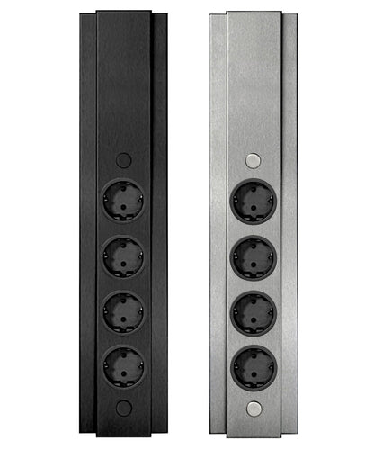 THEBO Energie-Ecksäule ST 3072/490 in Edelstahl oder Schwarz / Mehrfachsteckdose / Ecksteckdose