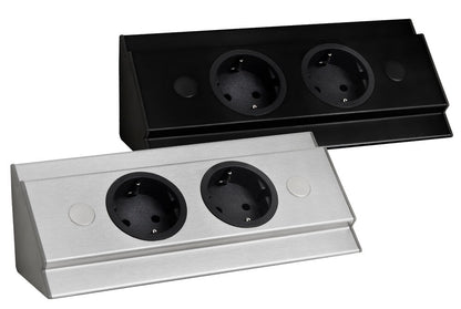 THEBO Energie-Ecksäule ST 3072/200 in Edelstahl oder Schwarz / Mehrfachsteckdose / Ecksteckdose