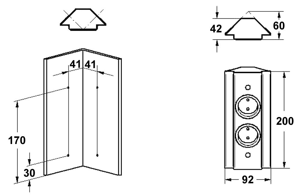 THEBO Energie-Ecksäule ST 3072/200 in Edelstahl oder Schwarz / Mehrfachsteckdose / Ecksteckdose – Bild 2