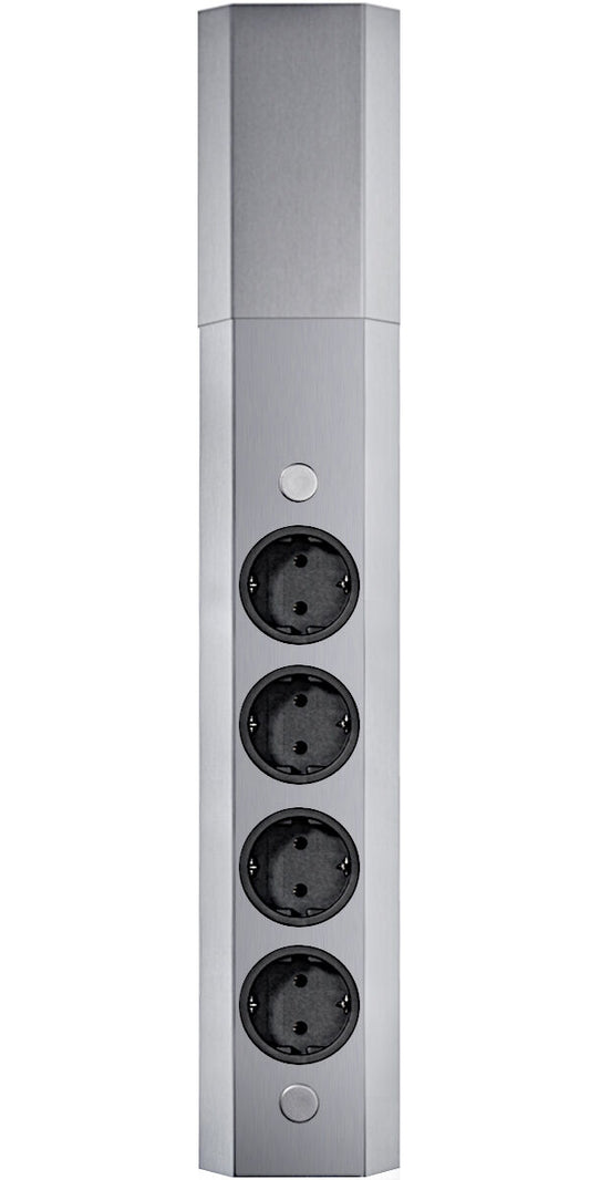 Energie-Ecksäule ST 3081in EDELSTAHL mit 4 Schuko-Steckplätzen / Mehrfachsteckdose / Ecksteckdose