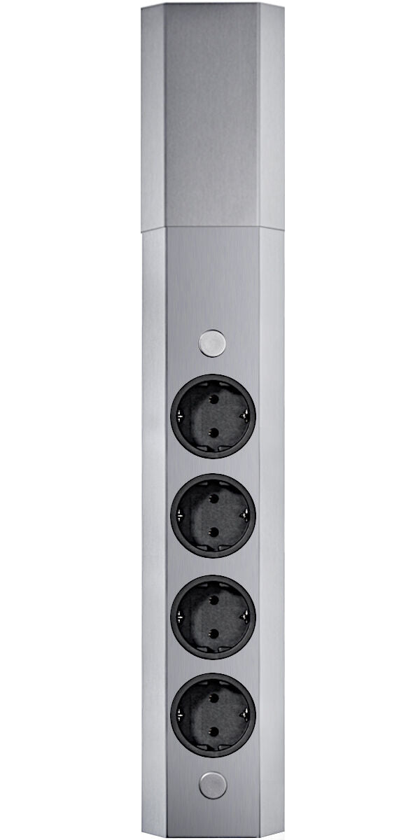 Energie-Ecksäule ST 3081in EDELSTAHL mit 4 Schuko-Steckplätzen / Mehrfachsteckdose / Ecksteckdose