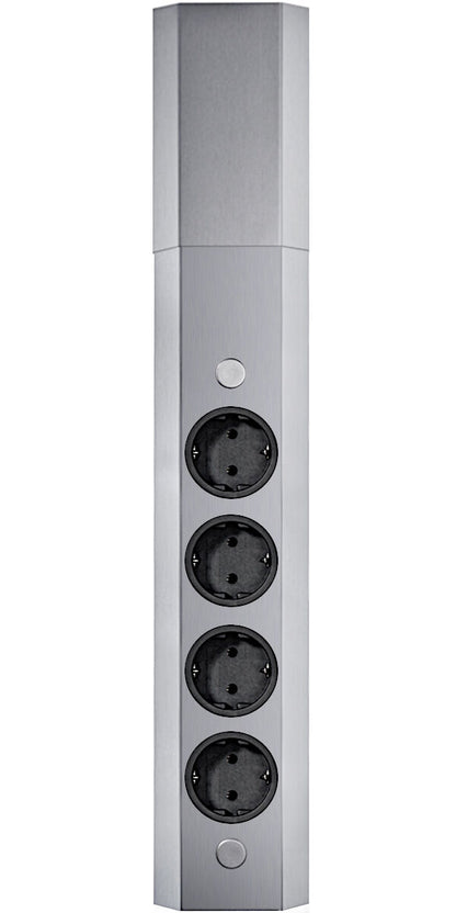 Energie-Ecksäule ST 3081in EDELSTAHL mit 4 Schuko-Steckplätzen / Mehrfachsteckdose / Ecksteckdose