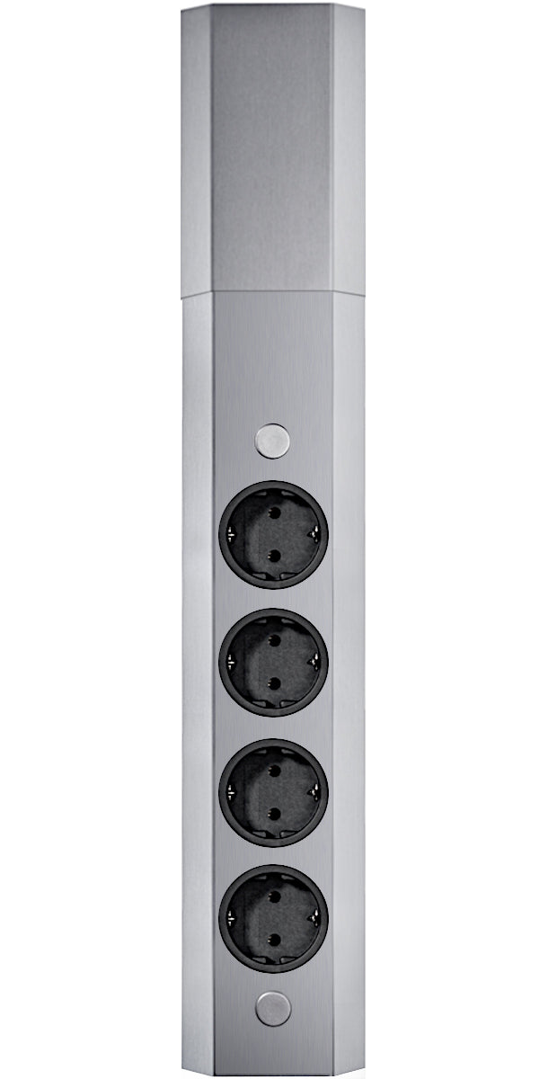 Energie-Ecksäule ST 3081in EDELSTAHL mit 4 Schuko-Steckplätzen / Mehrfachsteckdose / Ecksteckdose