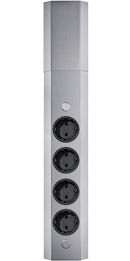 Energie-Ecksäule ST 3081in EDELSTAHL mit 4 Schuko-Steckplätzen / Mehrfachsteckdose / Ecksteckdose