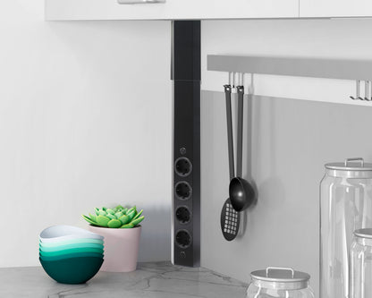Energie-Ecksäule ST 3081 in SCHWARZ mit 4 Schuko-Steckplätzen / Mehrfachsteckdose / Ecksteckdose – Bild 4