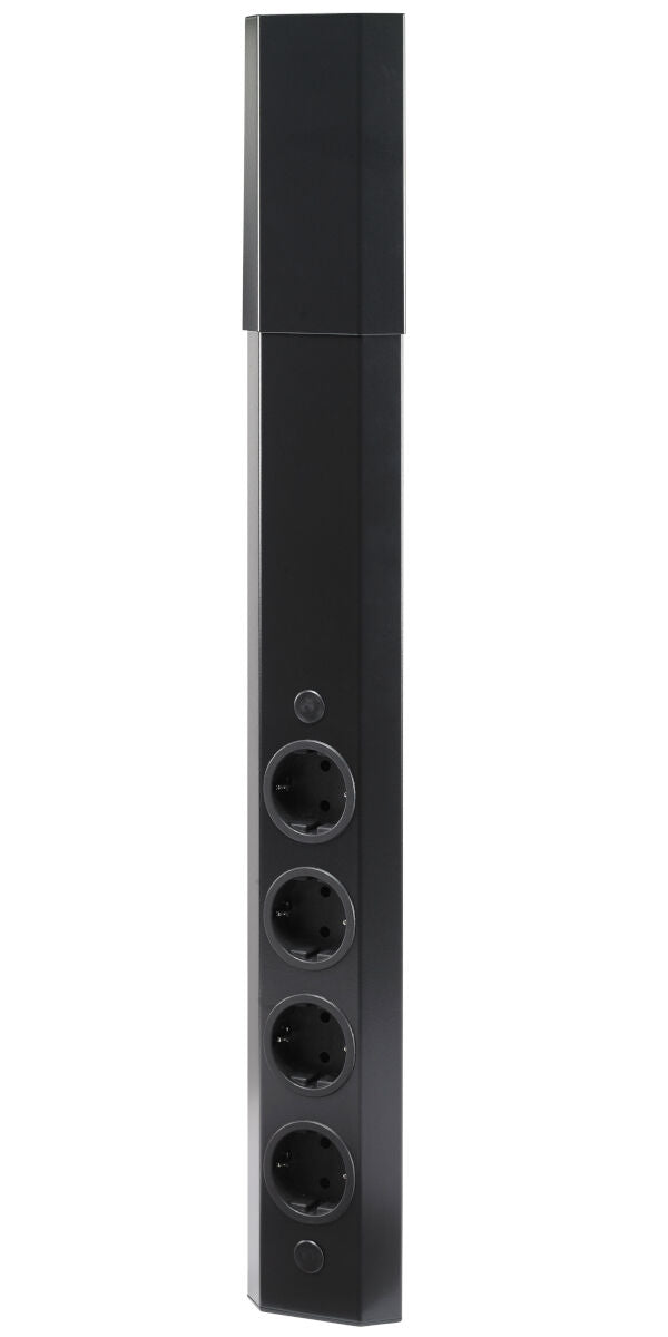 Energie-Ecksäule ST 3081 in SCHWARZ mit 4 Schuko-Steckplätzen / Mehrfachsteckdose / Ecksteckdose – Bild 3