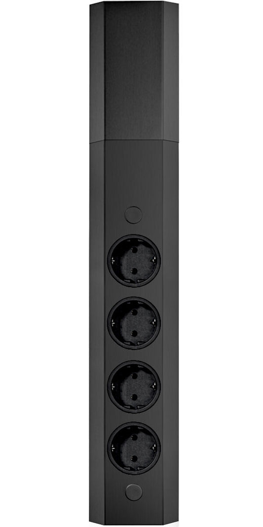 Energie-Ecksäule ST 3081 in SCHWARZ mit 4 Schuko-Steckplätzen / Mehrfachsteckdose / Ecksteckdose