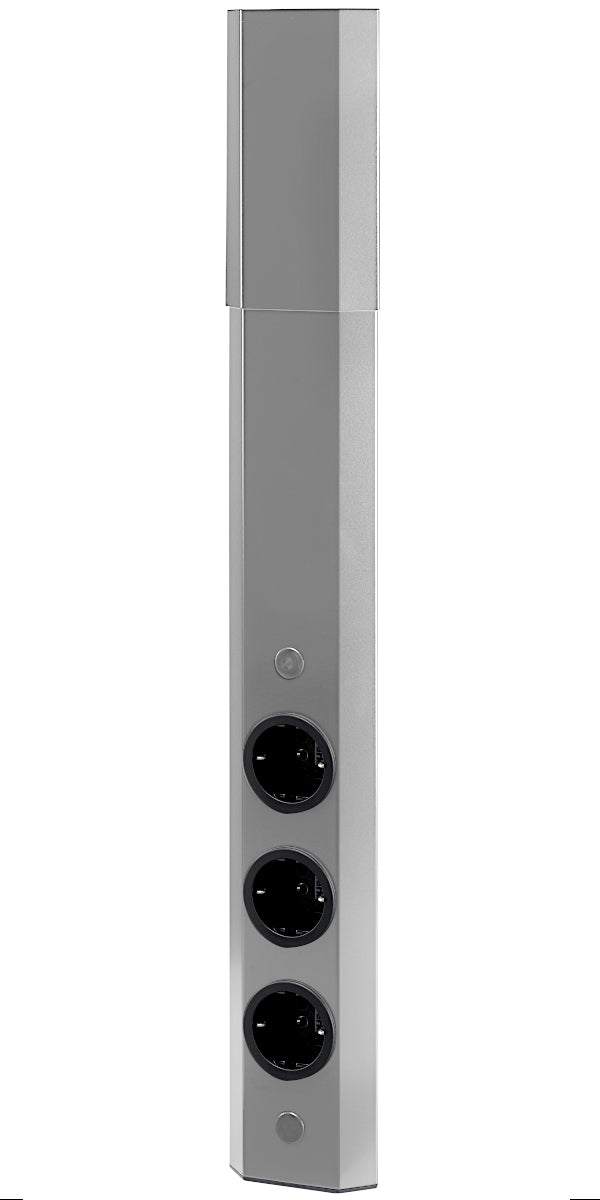 Energie-Ecksäule ST 3081/3 in EDELSTAHL oder SCHWARZ / Mehrfachsteckdose / Ecksteckdose