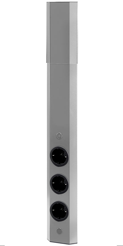 Energie-Ecksäule ST 3081/3 in EDELSTAHL oder SCHWARZ / Mehrfachsteckdose / Ecksteckdose