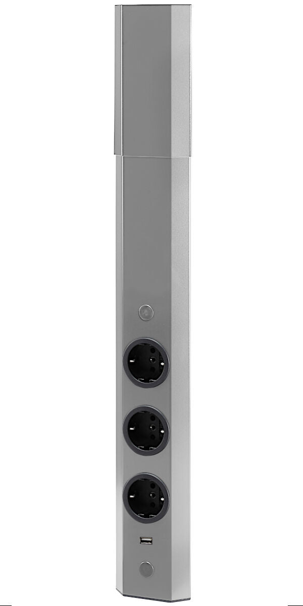 THEBO Energie-Ecksäule ST 3081/3 USB in EDELSTAHL oder SCHWARZ / Mehrfachsteckdose / Ecksteckdose – Bild 4