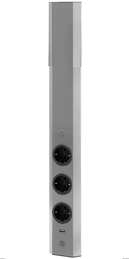 THEBO Energie-Ecksäule ST 3081/3 USB in EDELSTAHL oder SCHWARZ / Mehrfachsteckdose / Ecksteckdose – Bild 4